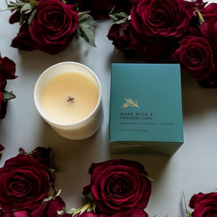 Dark Rose & Peppercorn l Gold Lid Candle & Boutique Box