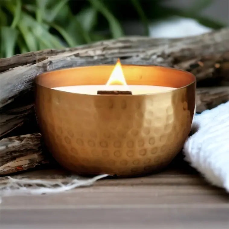 Driftwood & Vetiver - 14oz Candle | Brass Brilliance Bowl