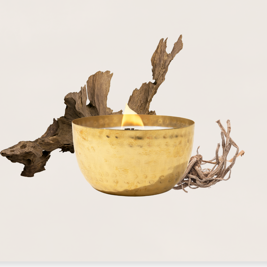 Driftwood & Vetiver /Brass Brilliance Bowl/ 14oz/Wooden Wick/ Pure Soy Candle