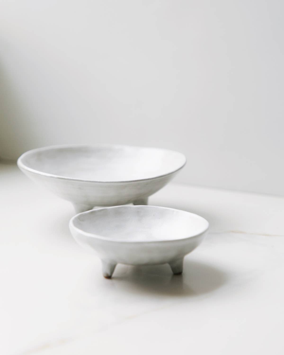 Footed Ceramic Bowl: Whtie-L