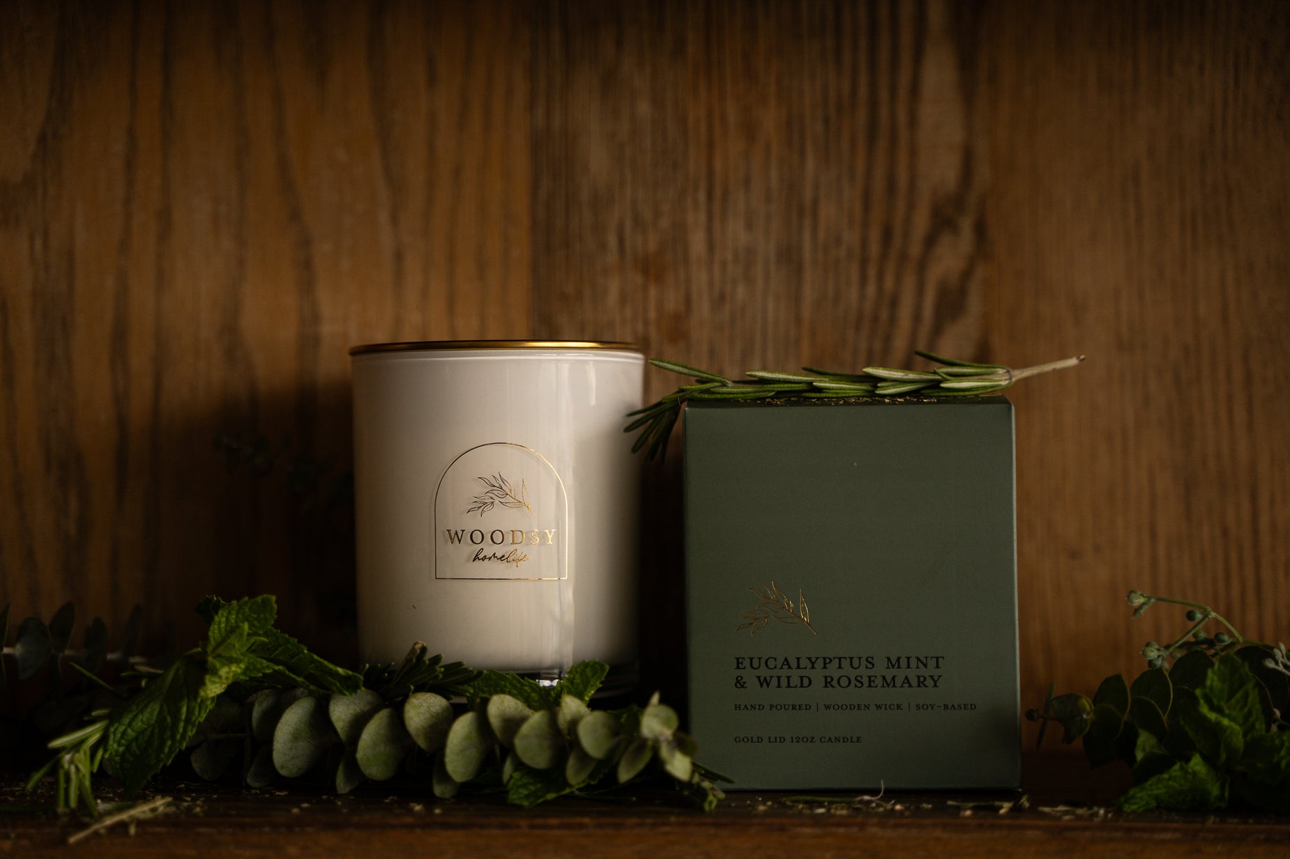 Eucalyptus Mint & Wild Rosemary   l Gold Lid Candle & Boutique Box