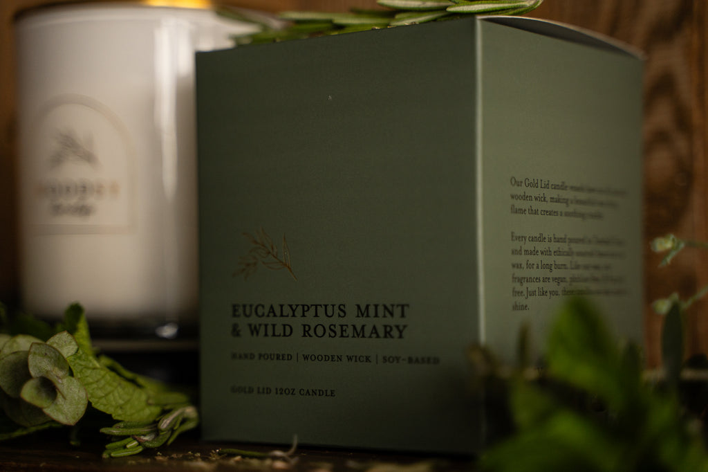 Eucalyptus Mint & Wild Rosemary   l Gold Lid Candle & Boutique Box