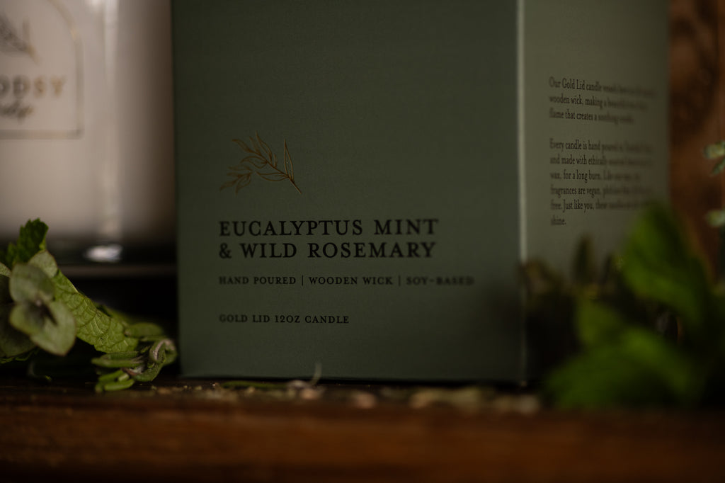 Eucalyptus Mint & Wild Rosemary   l Gold Lid Candle & Boutique Box