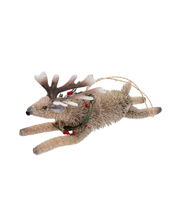 White Reindeer with Wreath Ornament