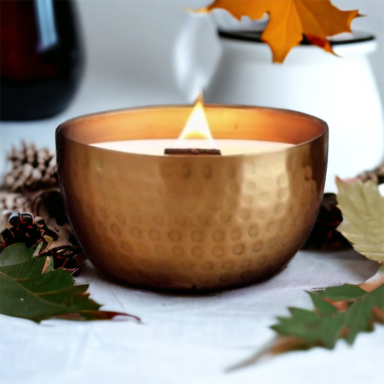 Maple Cream & Chai   l  Solid Brass 14oz Soy Candle
