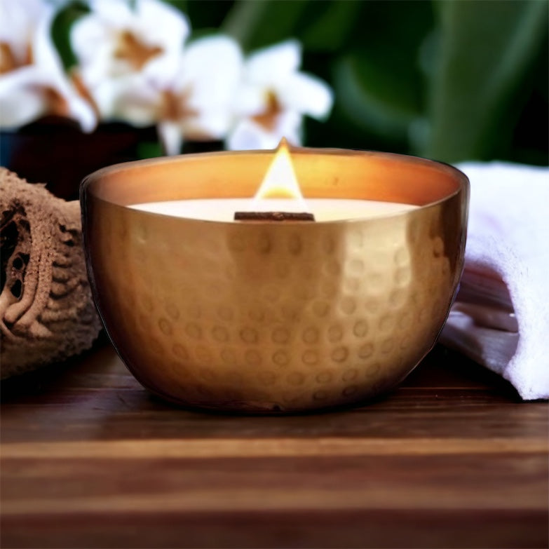 Santal & Shea Butter  l  Solid Brass 14oz Soy Candle
