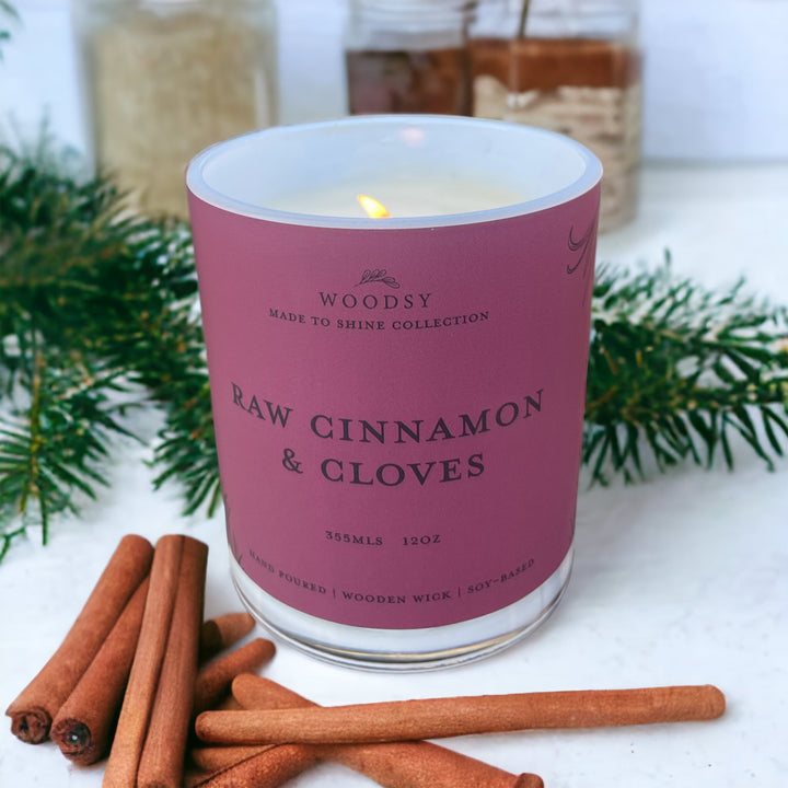 Raw Cinnamon & Cloves - 12oz Soy Candle | Wooden Wick