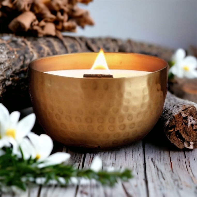 Spring Collection-Brass Brilliance Bowl/14oz/ Wooden Wick-Soy Candle