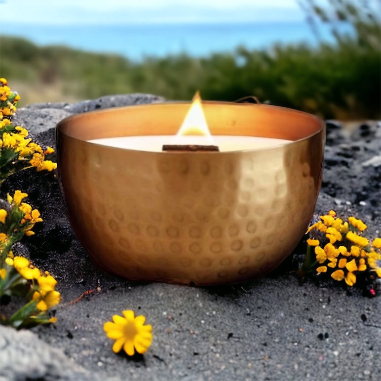 Wild Flowers & Oceans  l  Solid Brass 14oz Soy Candle