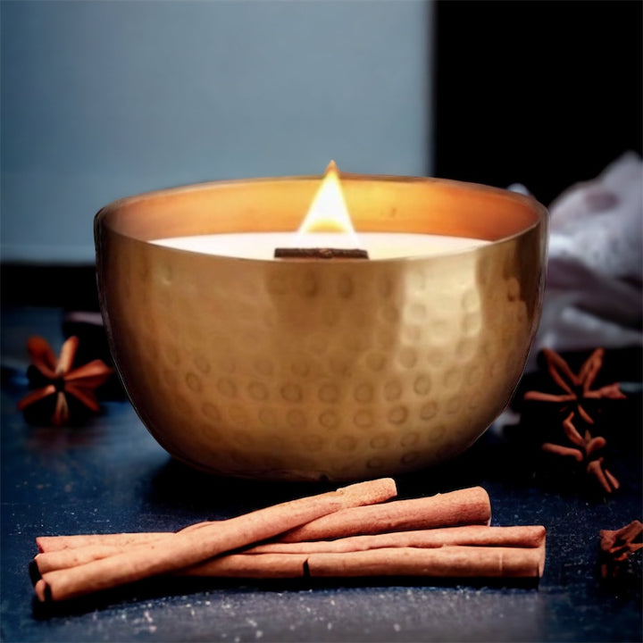 Raw Cinnamon & Cloves - 14oz Candle | Brass Brilliance Bowl