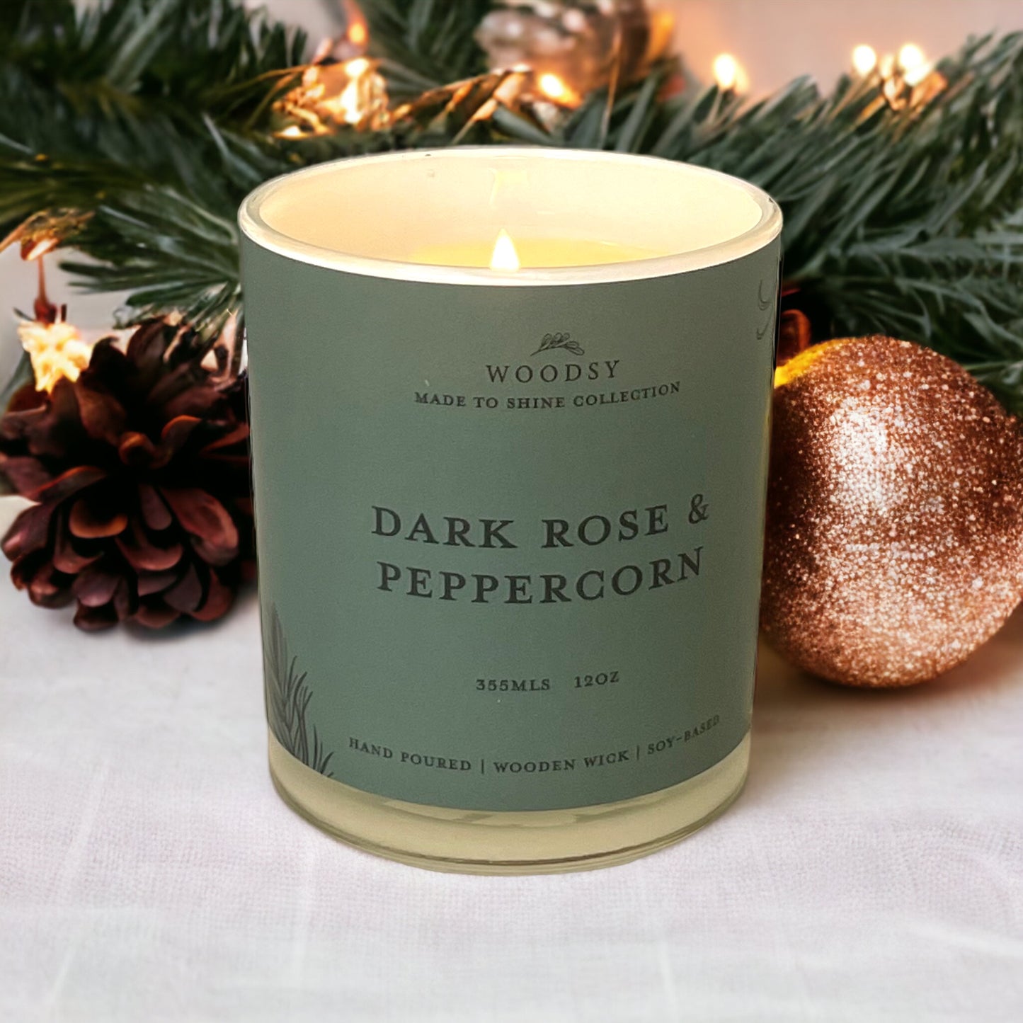 Dark Rose & Peppercorn | 12oz ,Soy Candle Wooden Wick