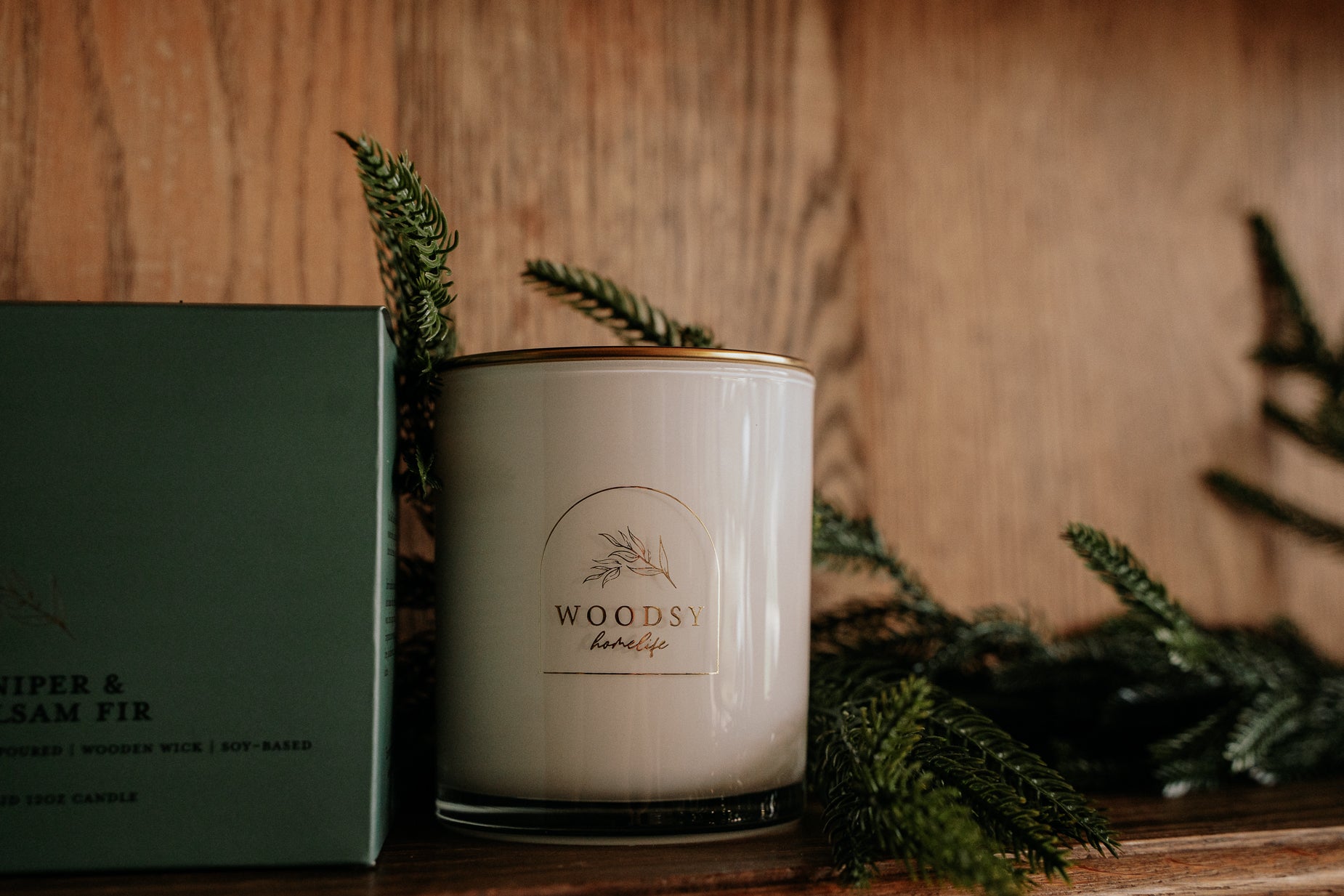 Juniper & Balsam Fir l Gold Lid Candle & Boutique Box