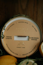 Fresh Lemon & Crushed Thyme   l  Solid Brass 14oz Soy Candle