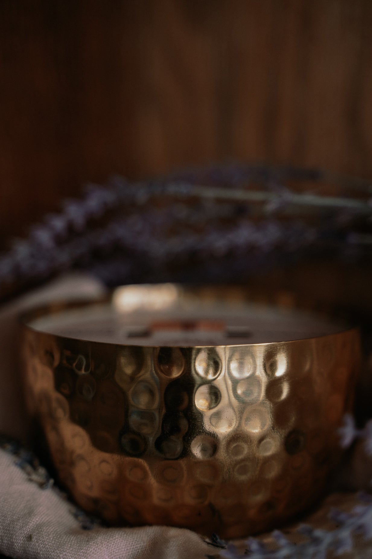 French Linens & Lavender  l  Solid Brass 14oz Soy Candle