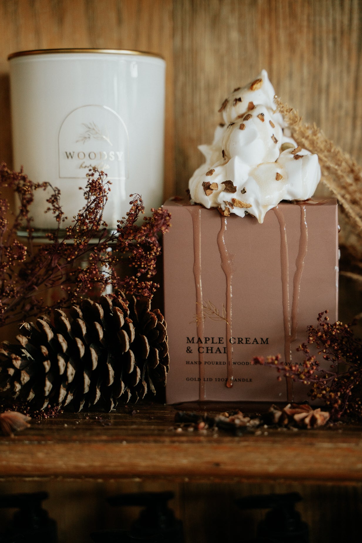 Maple Cream & Chai l Gold Lid Candle & Boutique Box