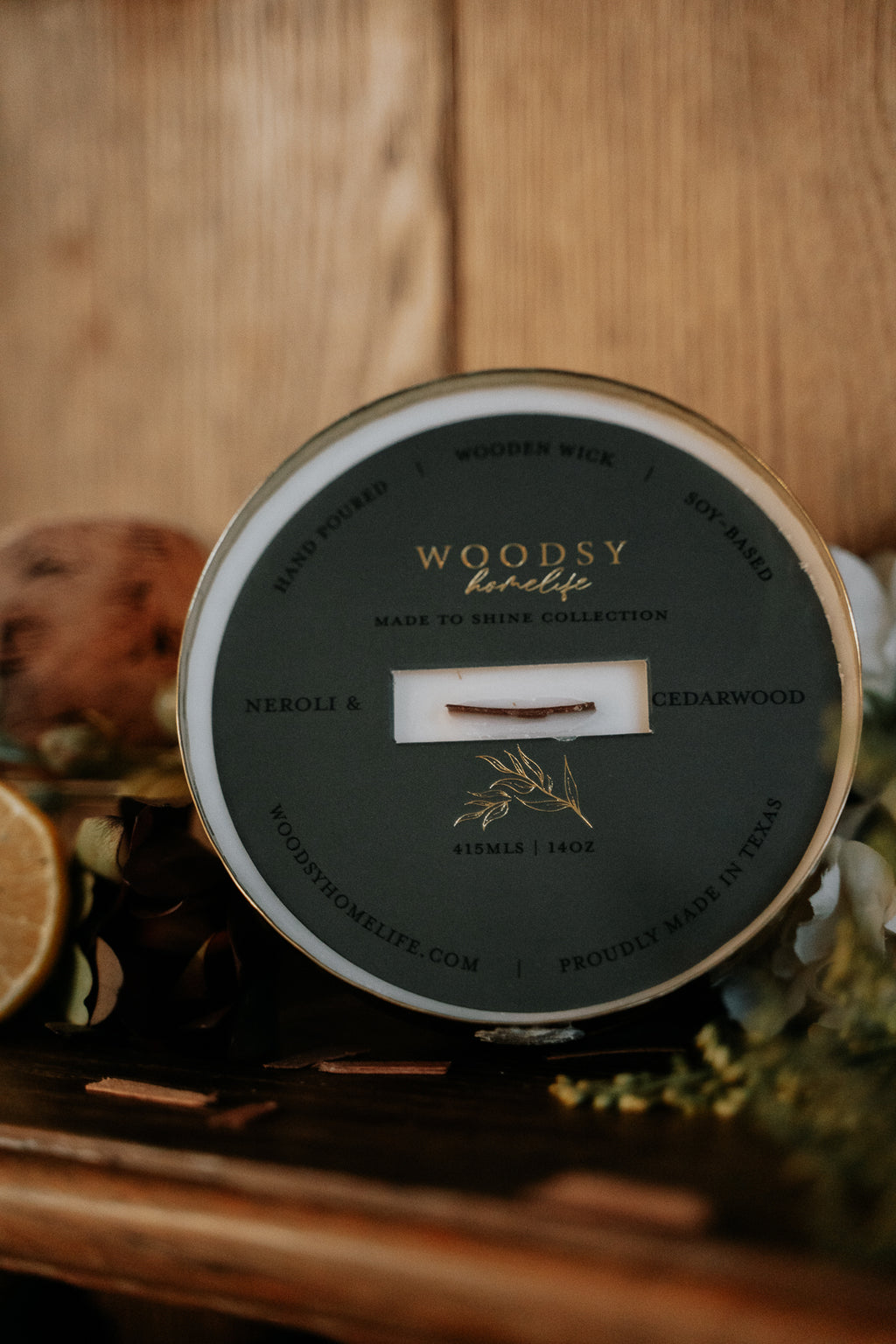 Neroli & Cedarwood   l  Solid Brass 14oz Soy Candle