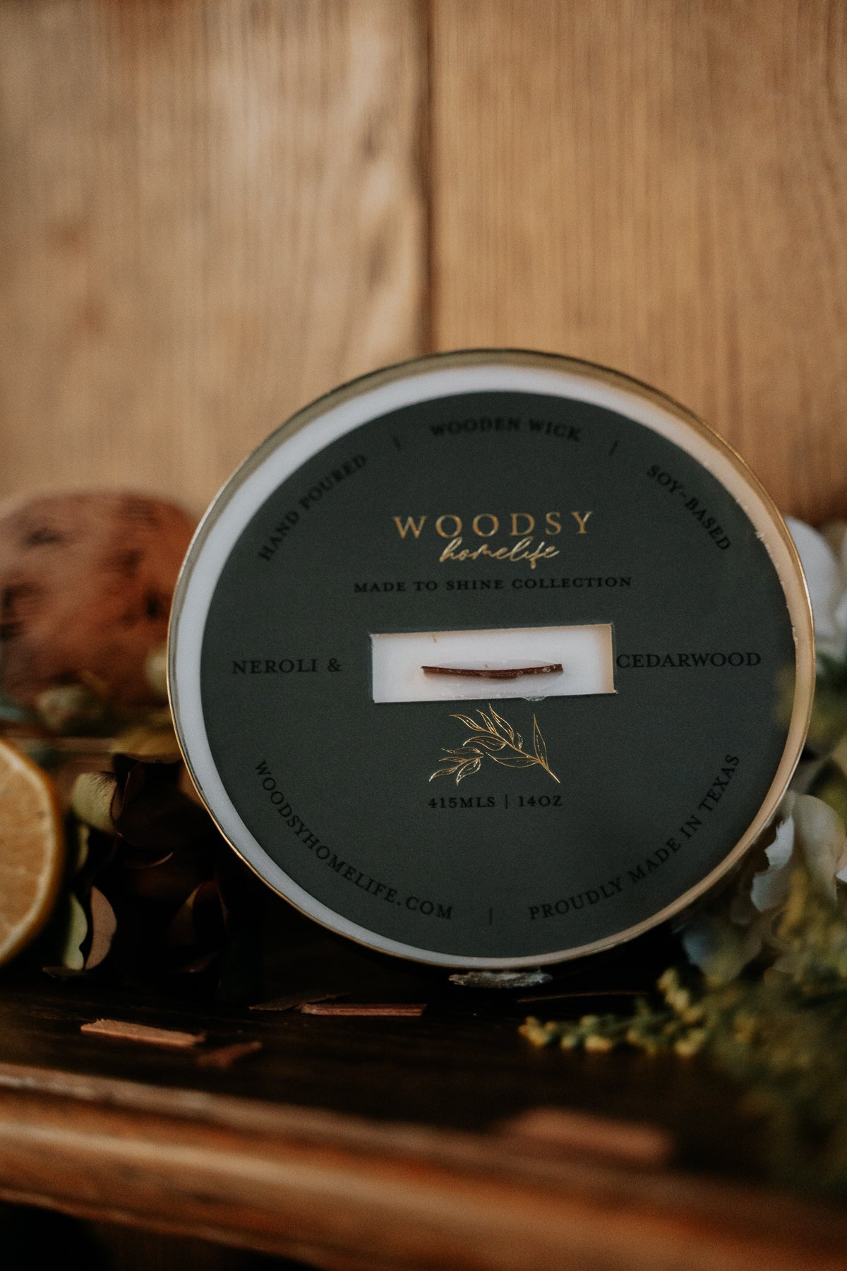Neroli & Cedarwood   l  Solid Brass 14oz Soy Candle
