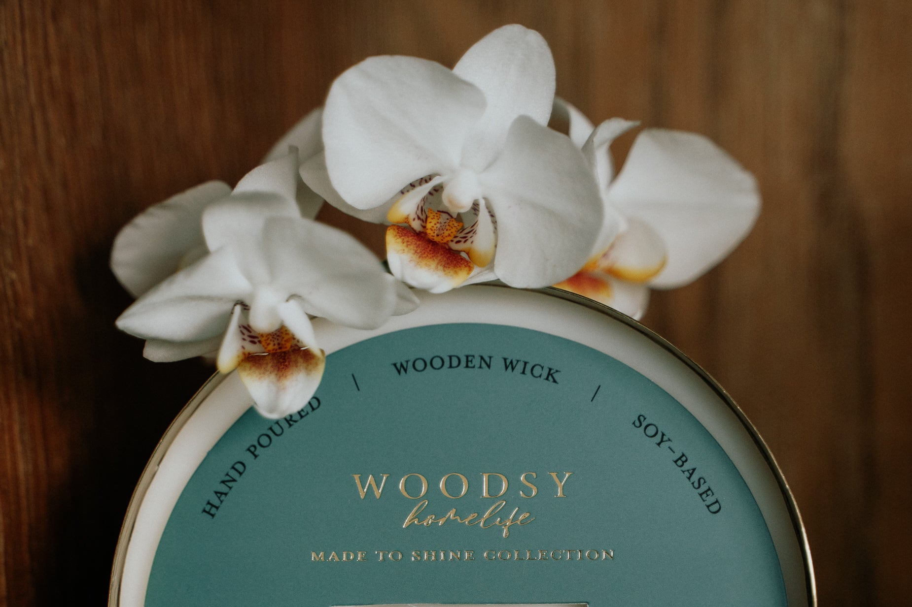 Orchid & Midnight Amber  l  Solid Brass 14oz Soy Candle