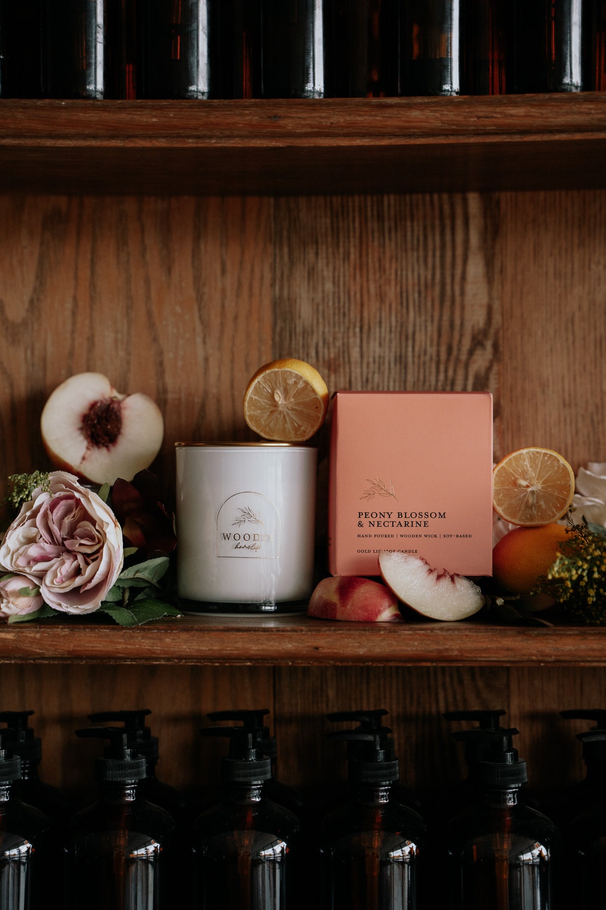Peony Blossom & Nectarine l Gold Lid Candle & Boutique Box