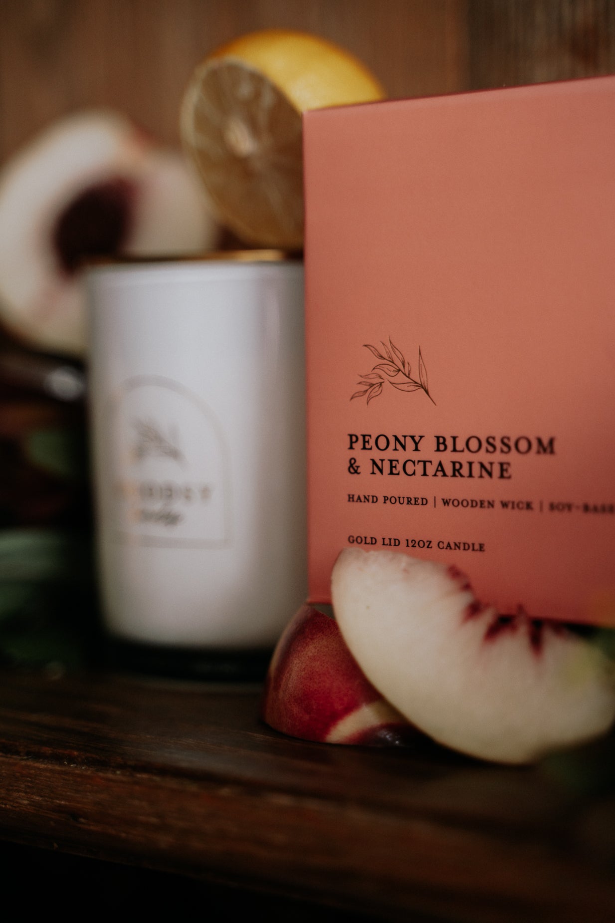 Peony Blossom & Nectarine l Gold Lid Candle & Boutique Box