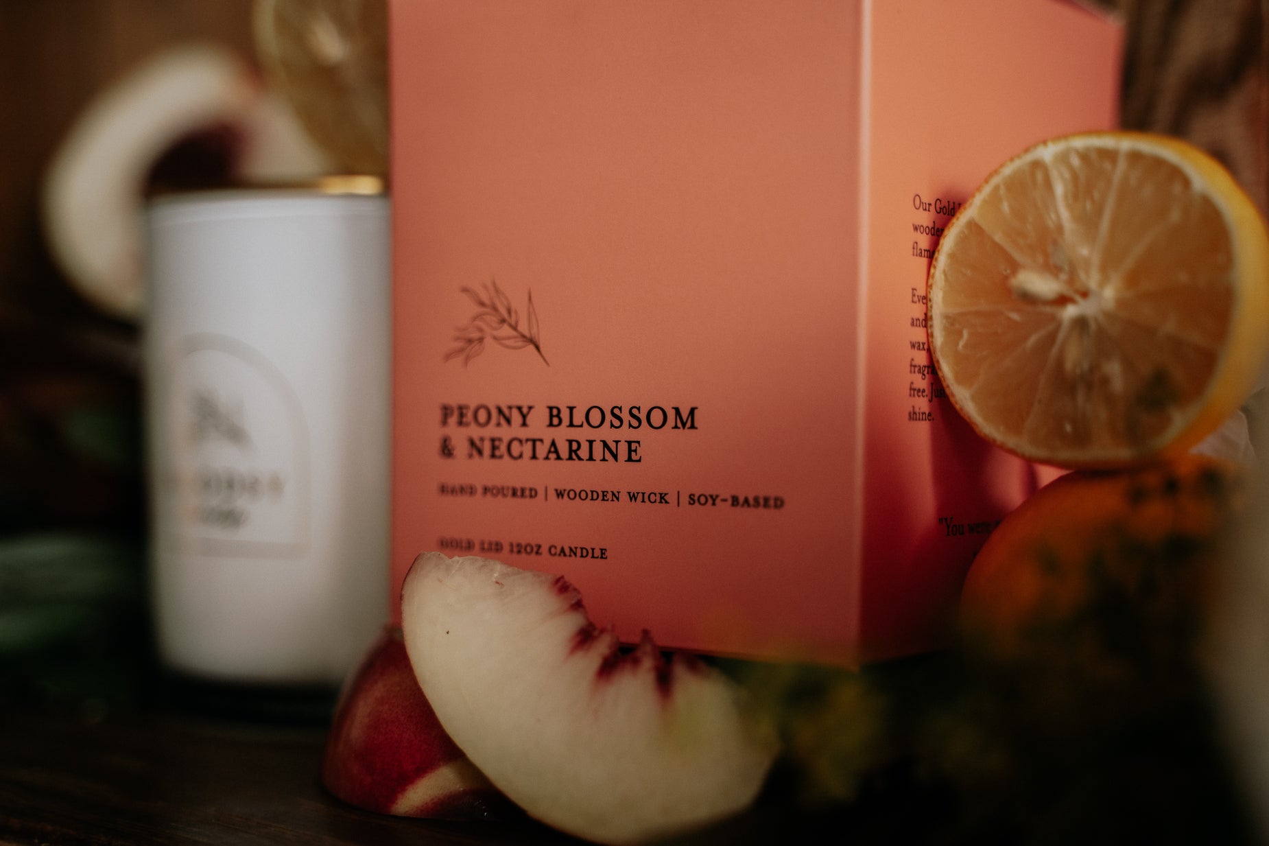 Peony Blossom & Nectarine l Gold Lid Candle & Boutique Box