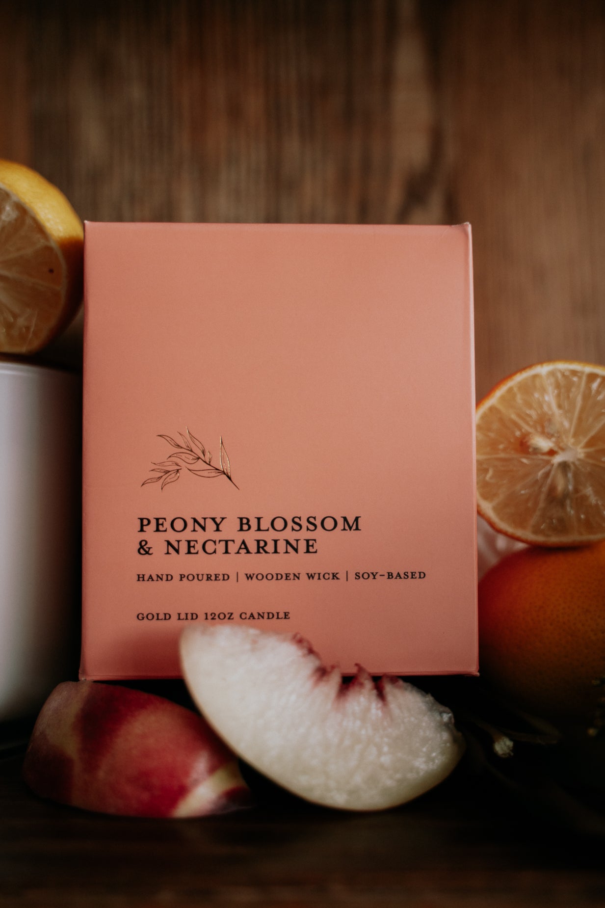 Peony Blossom & Nectarine l Gold Lid Candle & Boutique Box