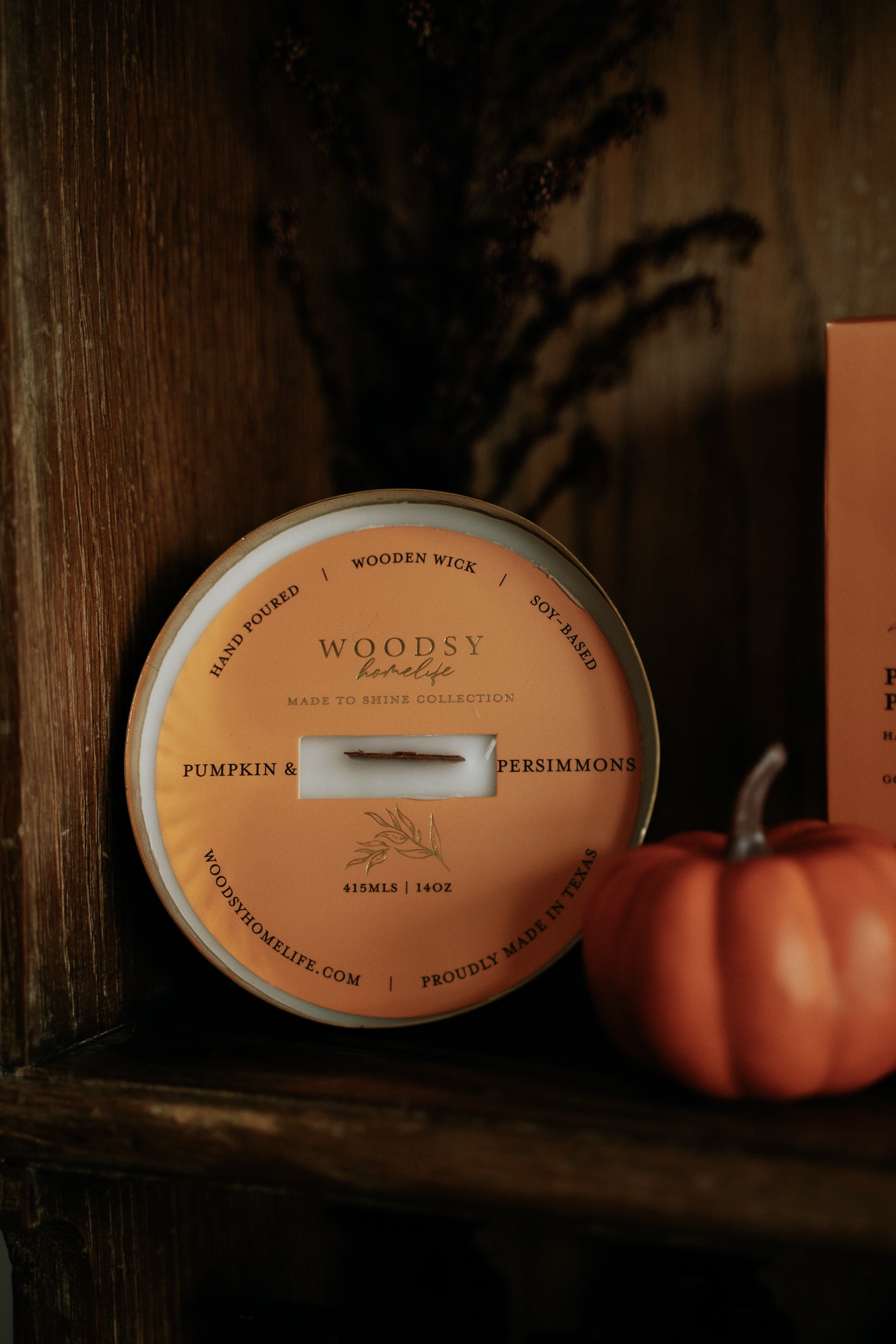Pumpkin & Persimmons  l  Solid Brass 14oz Soy Candle