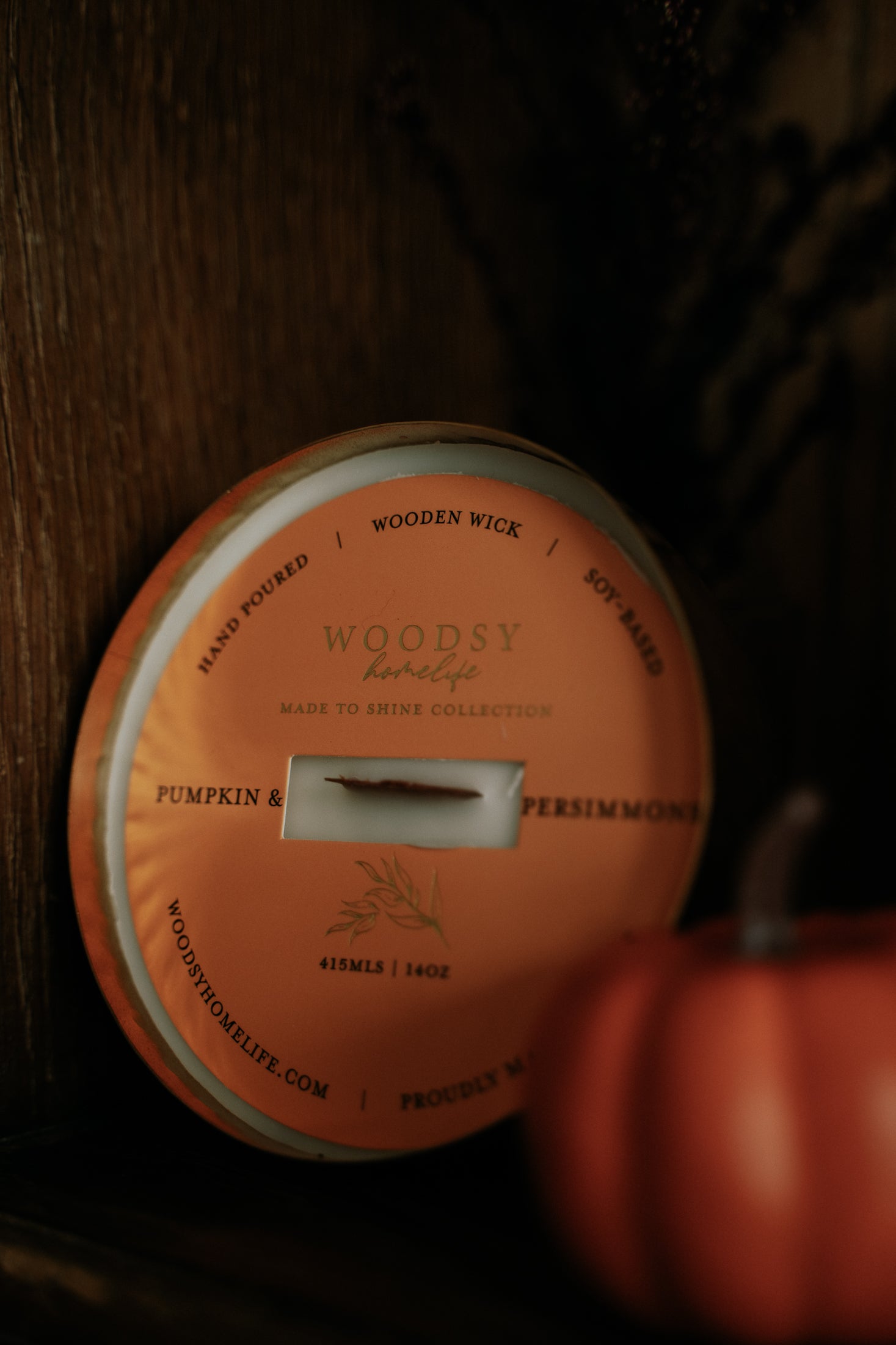 Pumpkin & Persimmons  l  Solid Brass 14oz Soy Candle