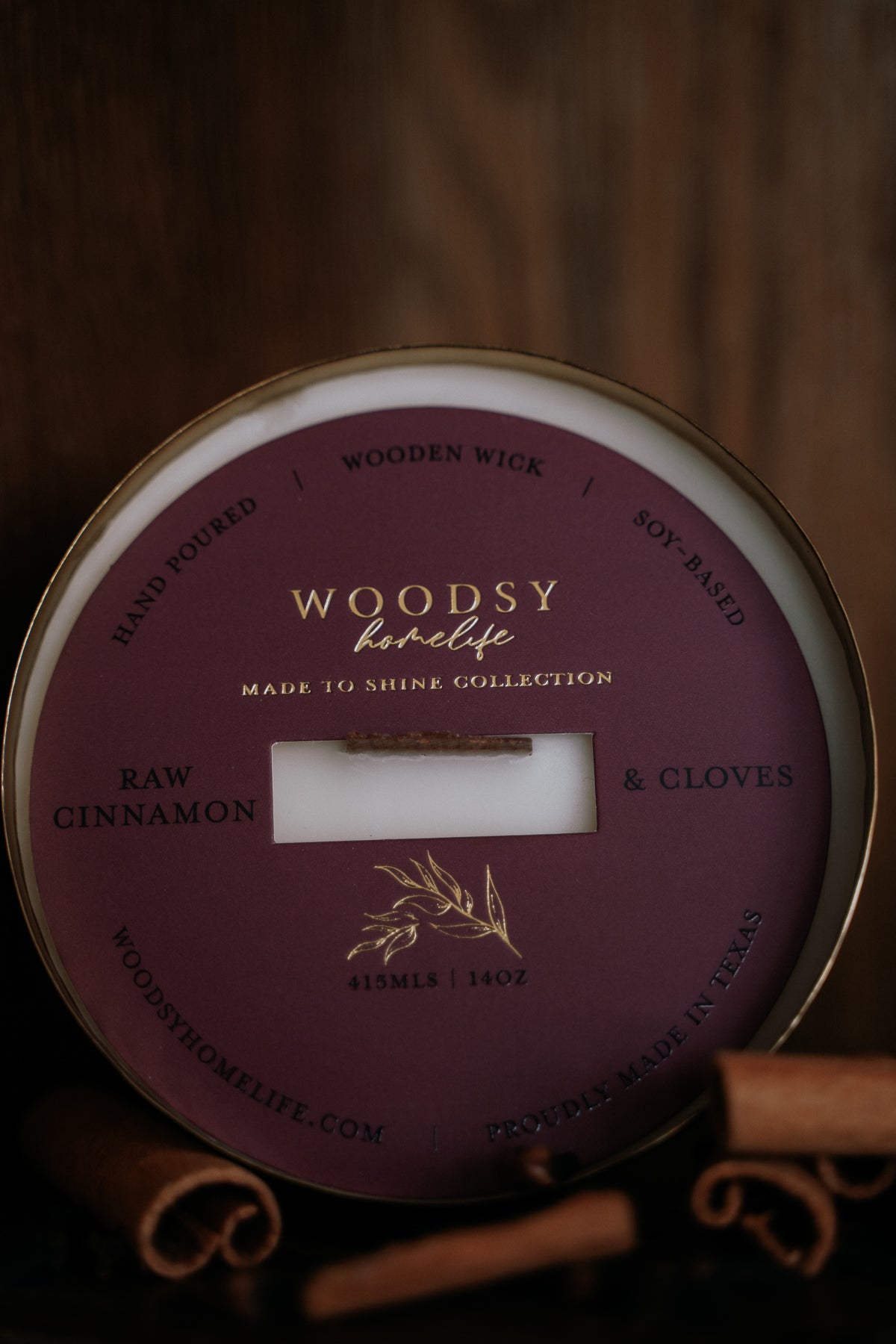Raw Cinnamon & Cloves  l  Solid Brass 14oz Soy Candle
