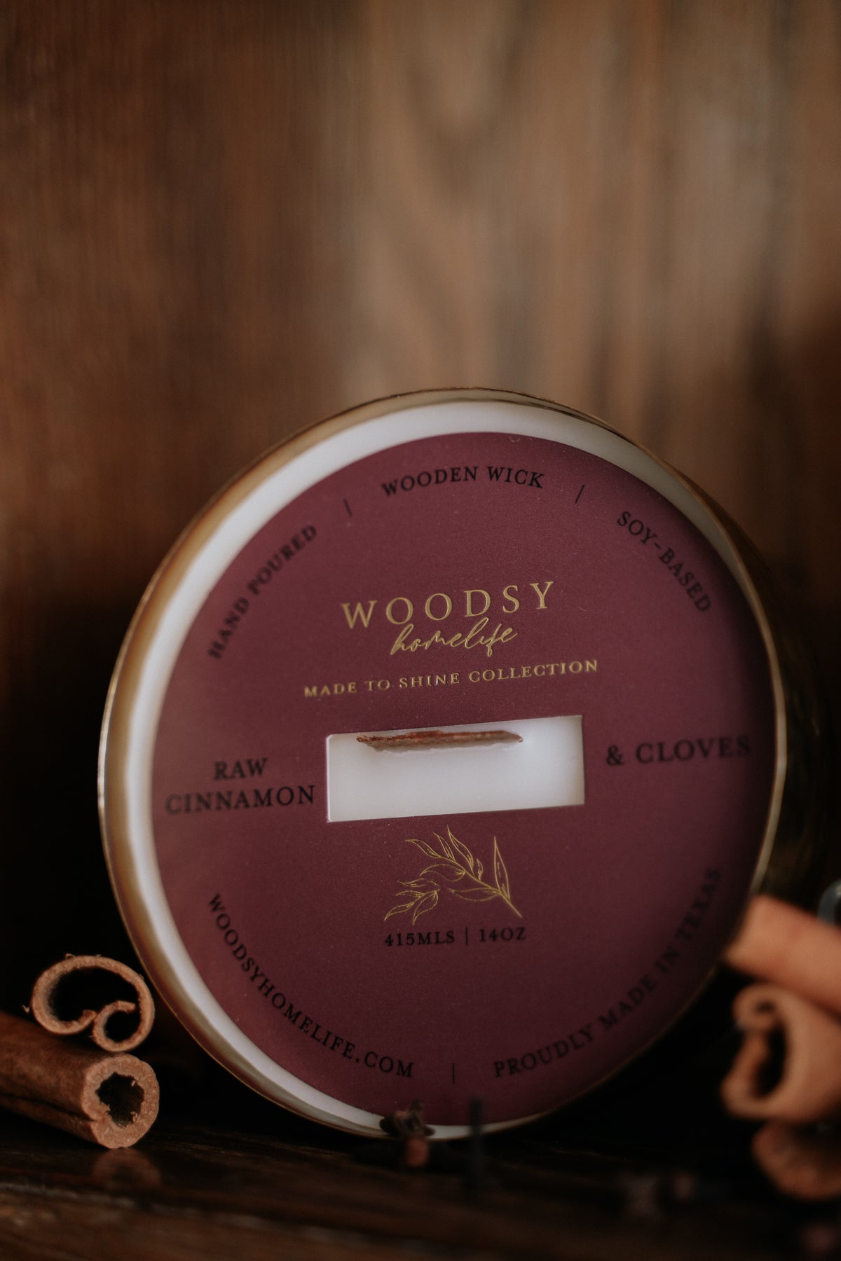 Raw Cinnamon & Cloves  l  Solid Brass 14oz Soy Candle