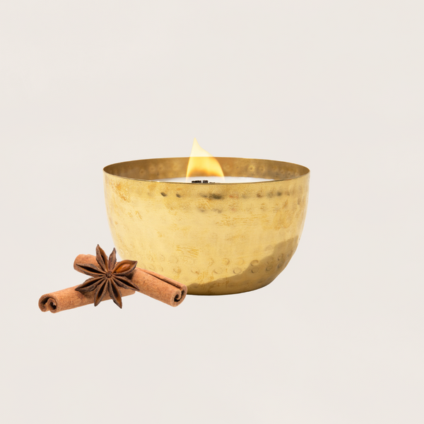 Raw Cinnamon & Cloves - 14oz Candle | Brass Brilliance Bowl