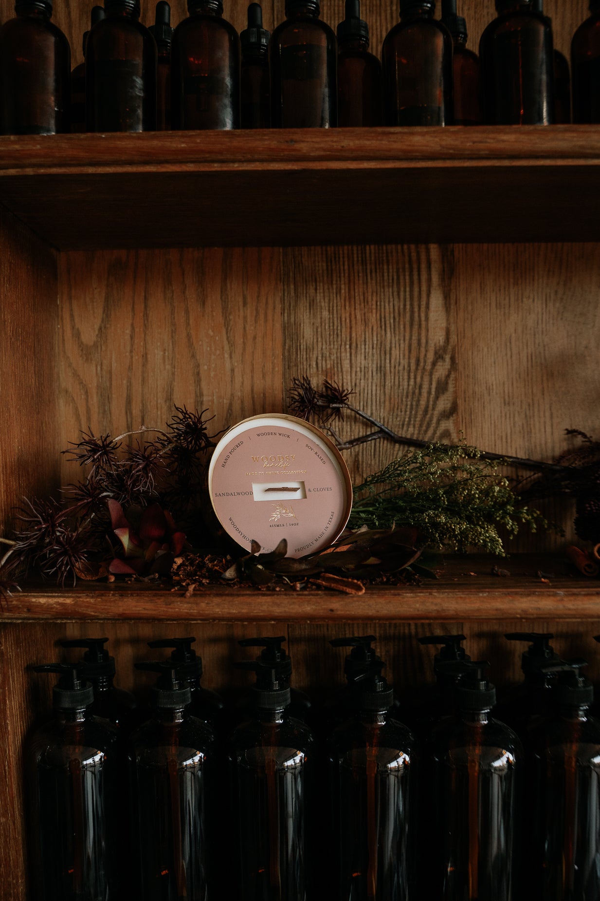 Sandalwood & Cloves  l  Solid Brass 14oz Soy Candle