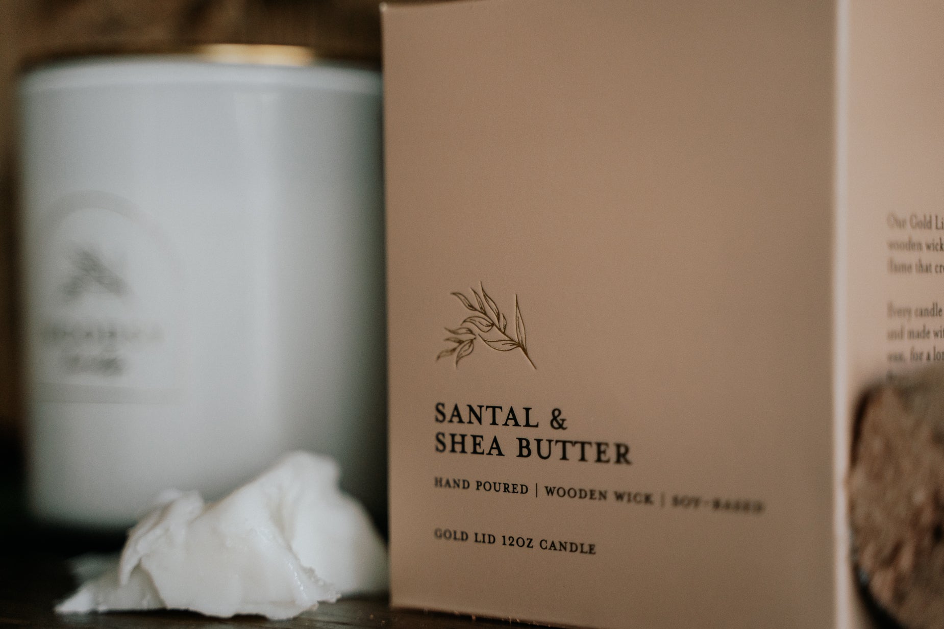 Santal & Shea Butter l Gold Lid Candle & Boutique Box