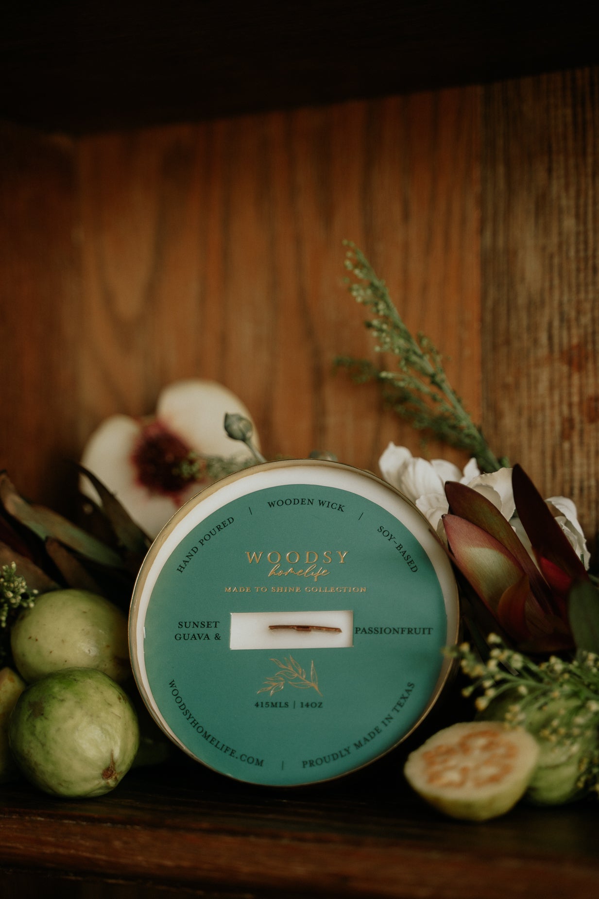 Sunset Guava & Passionfruit   l  Solid Brass 14oz Soy Candle