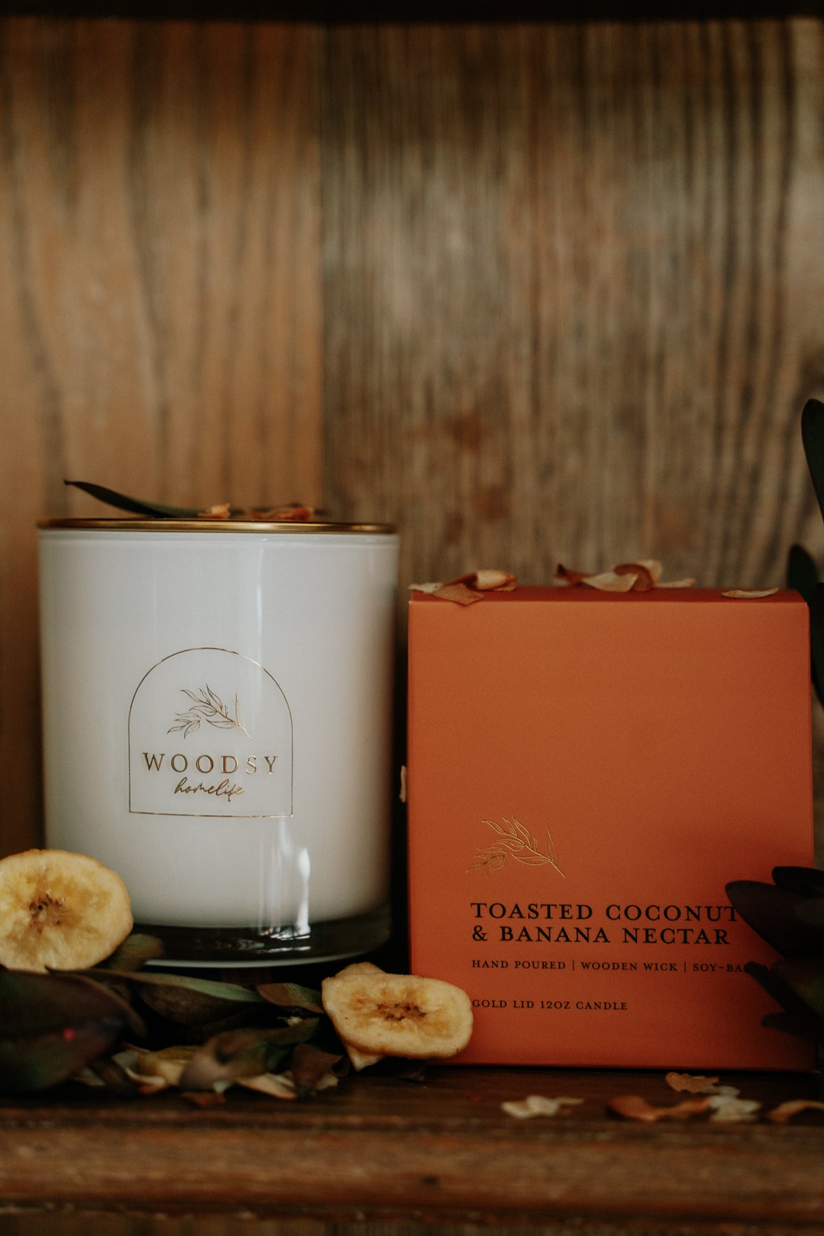 Toasted Coconut & Banana Nectar / Gold Lid Jar Candle / 12 oz