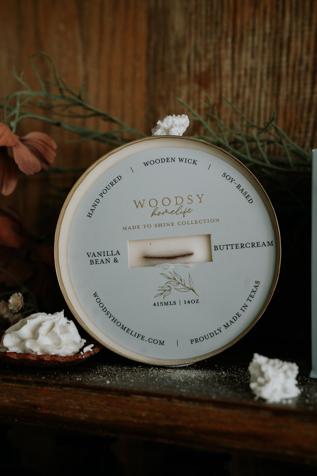 Vanilla Bean & Buttercream  l  Solid Brass 14oz Soy Candle