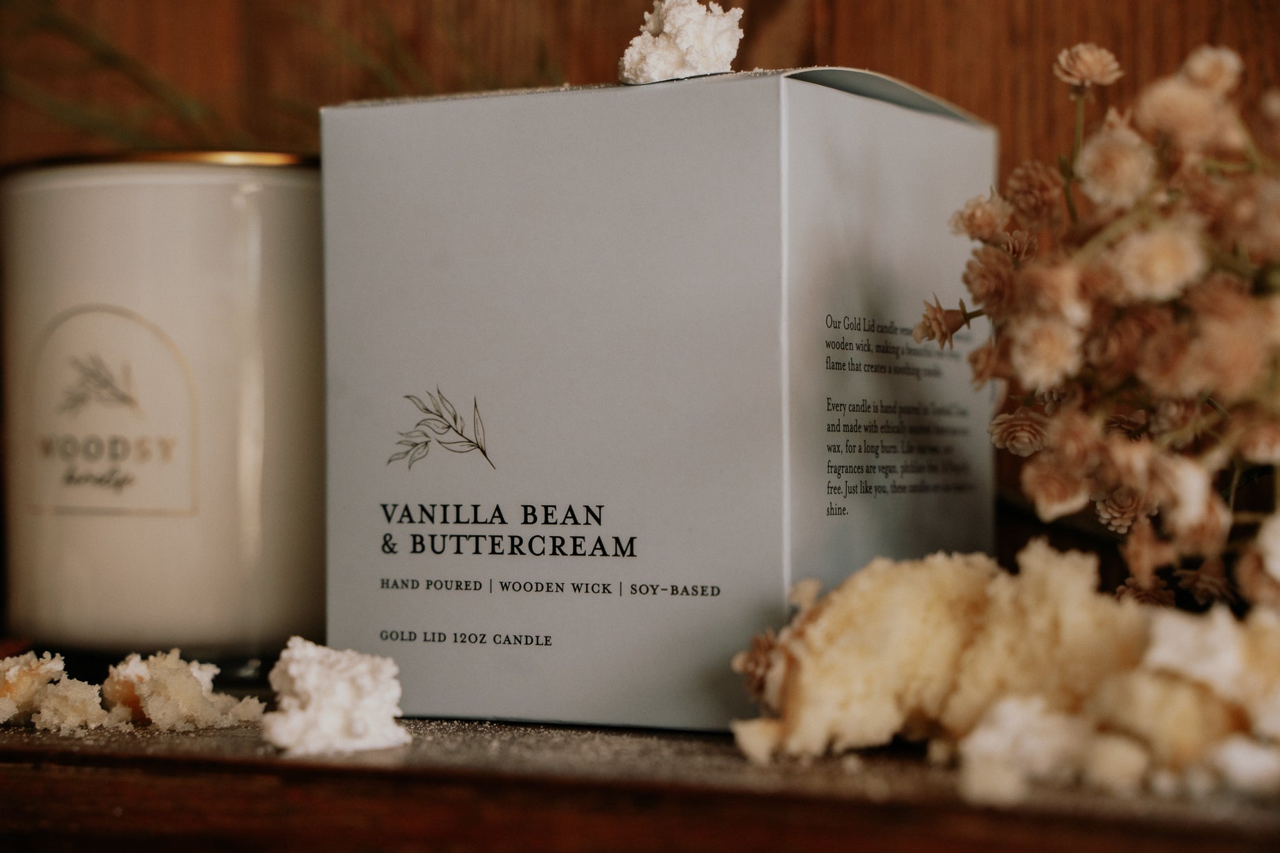 Vanilla Bean & Buttercream l Gold Lid Candle & Boutique Box