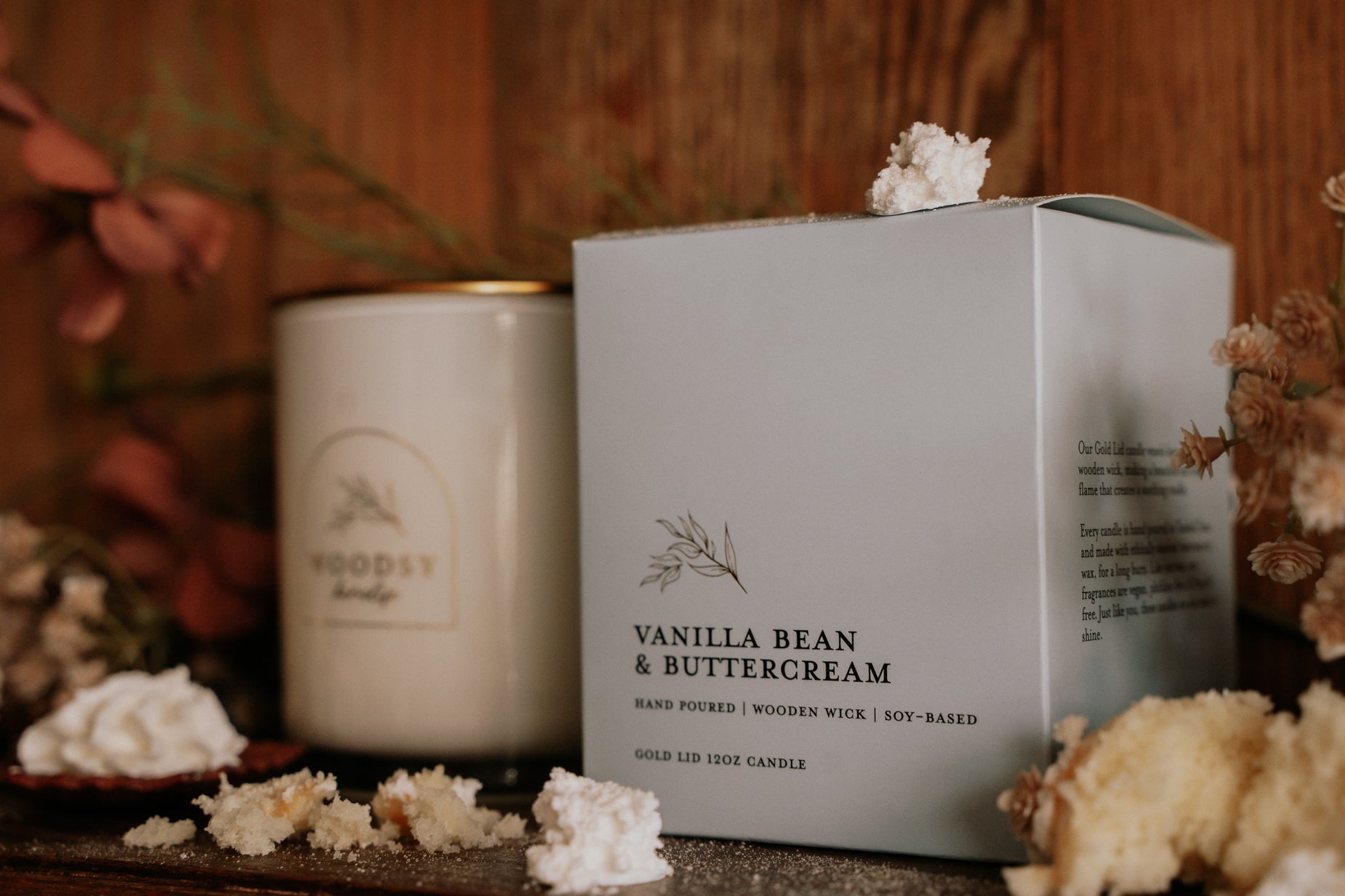 Vanilla Bean & Buttercream l Gold Lid Candle & Boutique Box