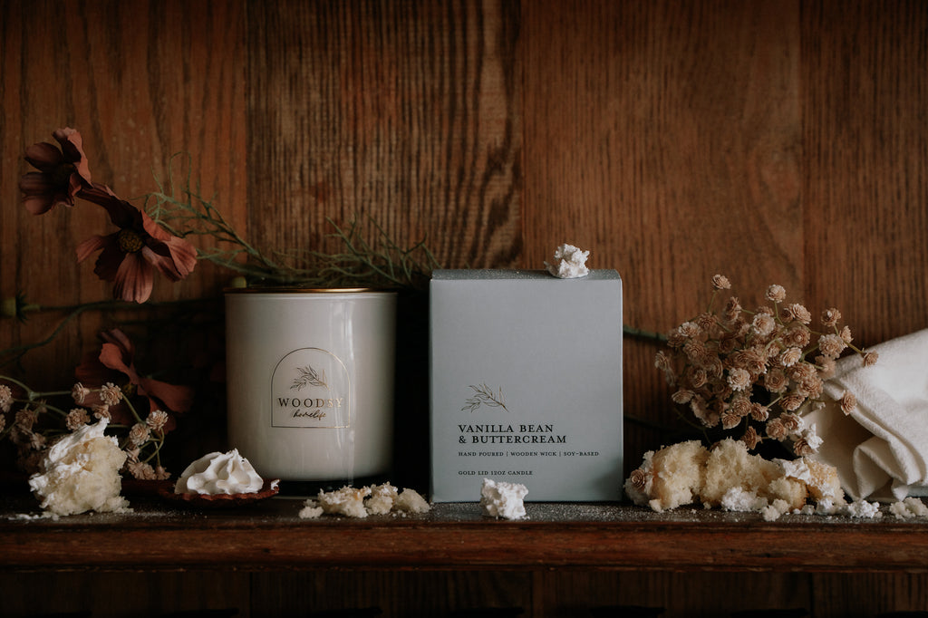 Vanilla Bean & Buttercream l Gold Lid Candle & Boutique Box