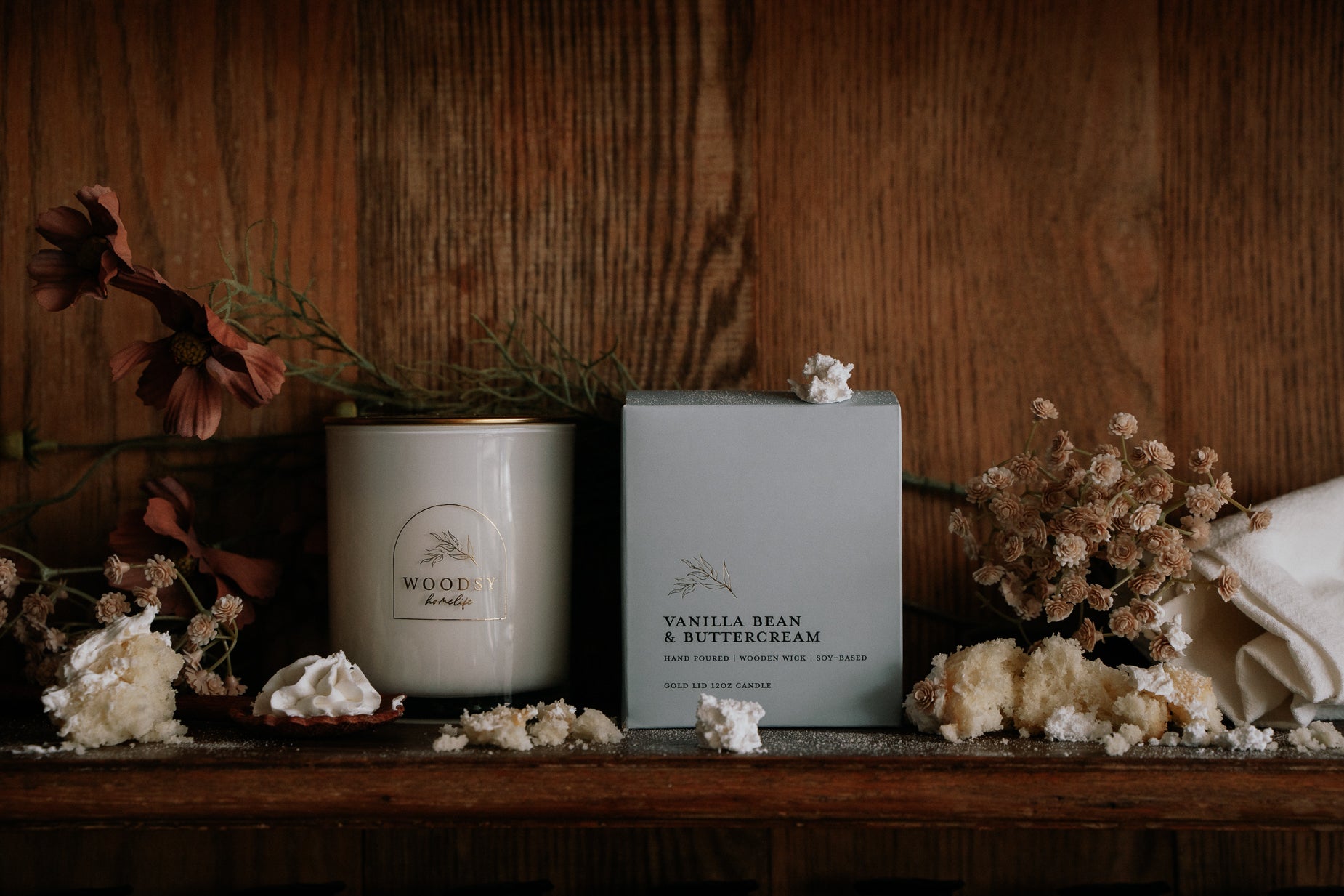 Vanilla Bean & Buttercream l Gold Lid Candle & Boutique Box