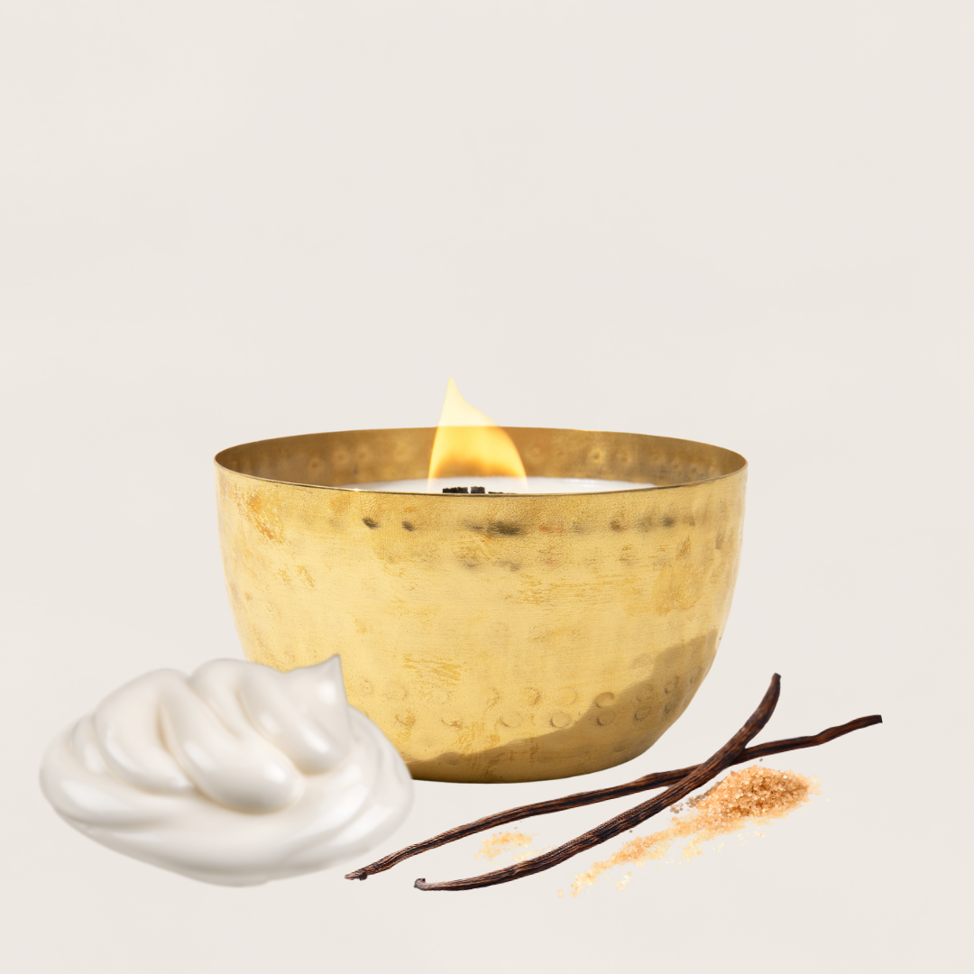 Vanilla Bean & Buttercream  l  Solid Brass 14oz Soy Candle