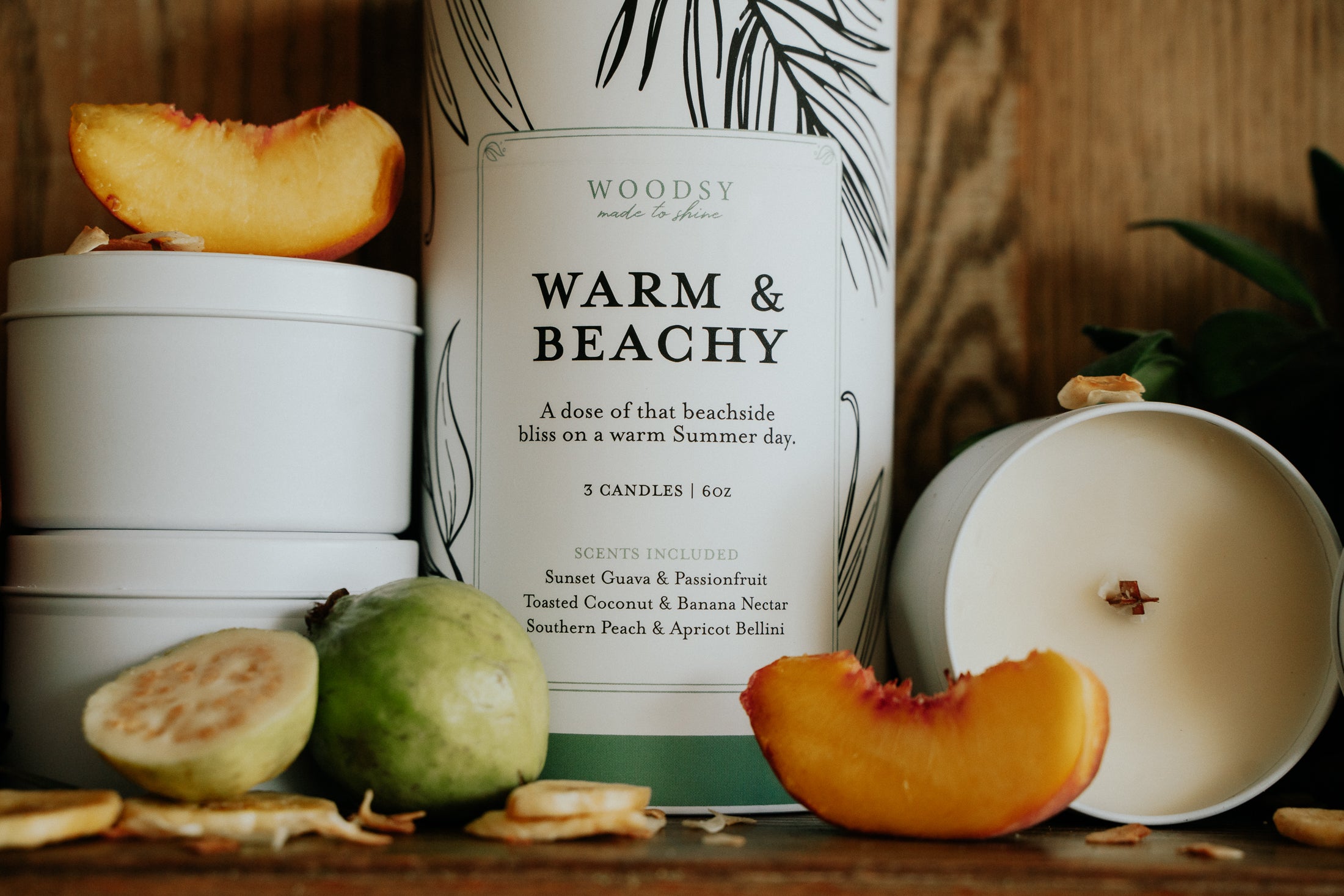 Warm & Beachy | 3 x 6oz Candle Gift Set | Toxin Free & Wooden Wick