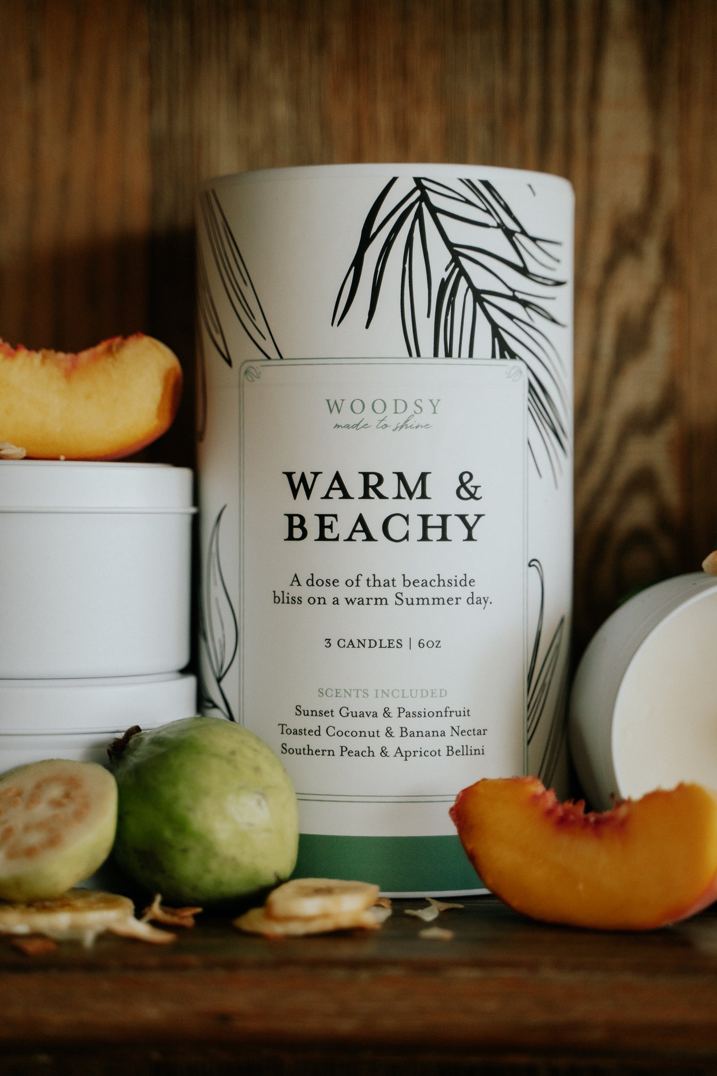 Warm & Beachy | 3 x 6oz Candle Gift Set | Toxin Free & Wooden Wick