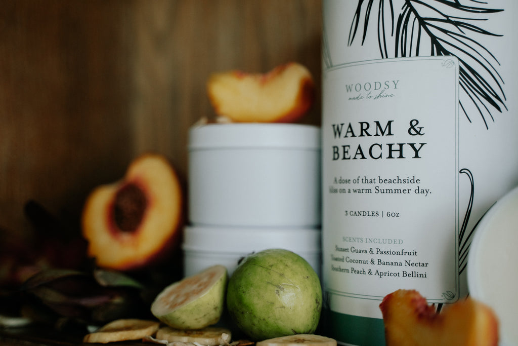 Warm & Beachy | 3 x 6oz Candle Gift Set | Toxin Free & Wooden Wick