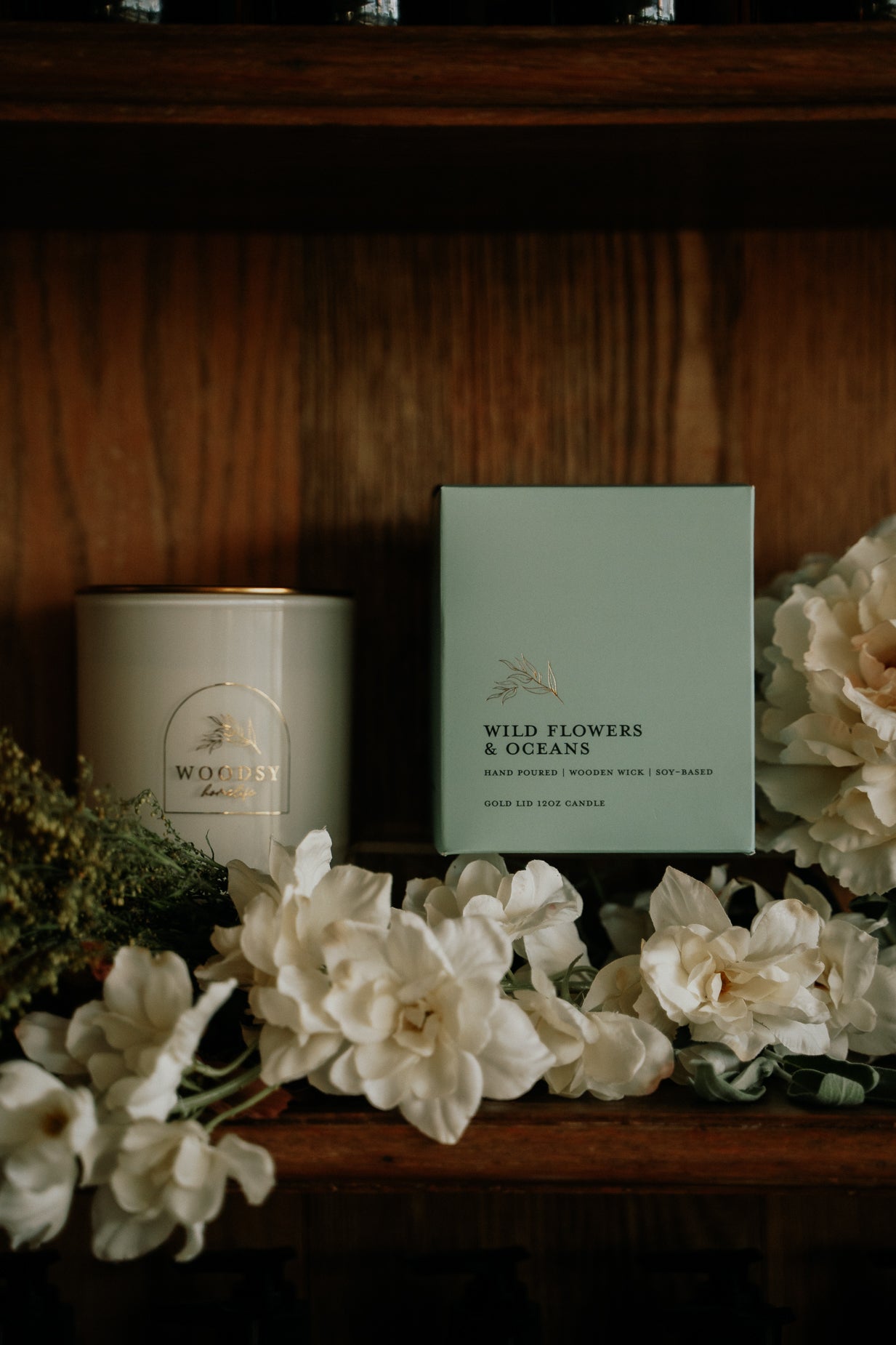 Wild Flowers & Oceans l Gold Lid Candle & Boutique Box
