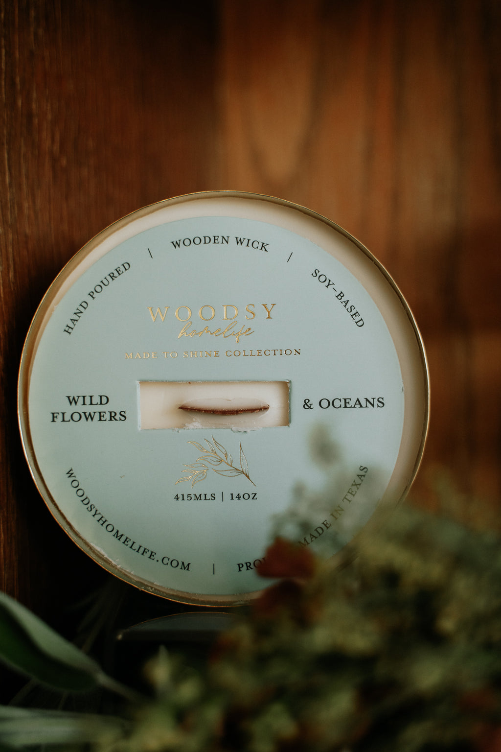 Wild Flowers & Oceans  l  Solid Brass 14oz Soy Candle