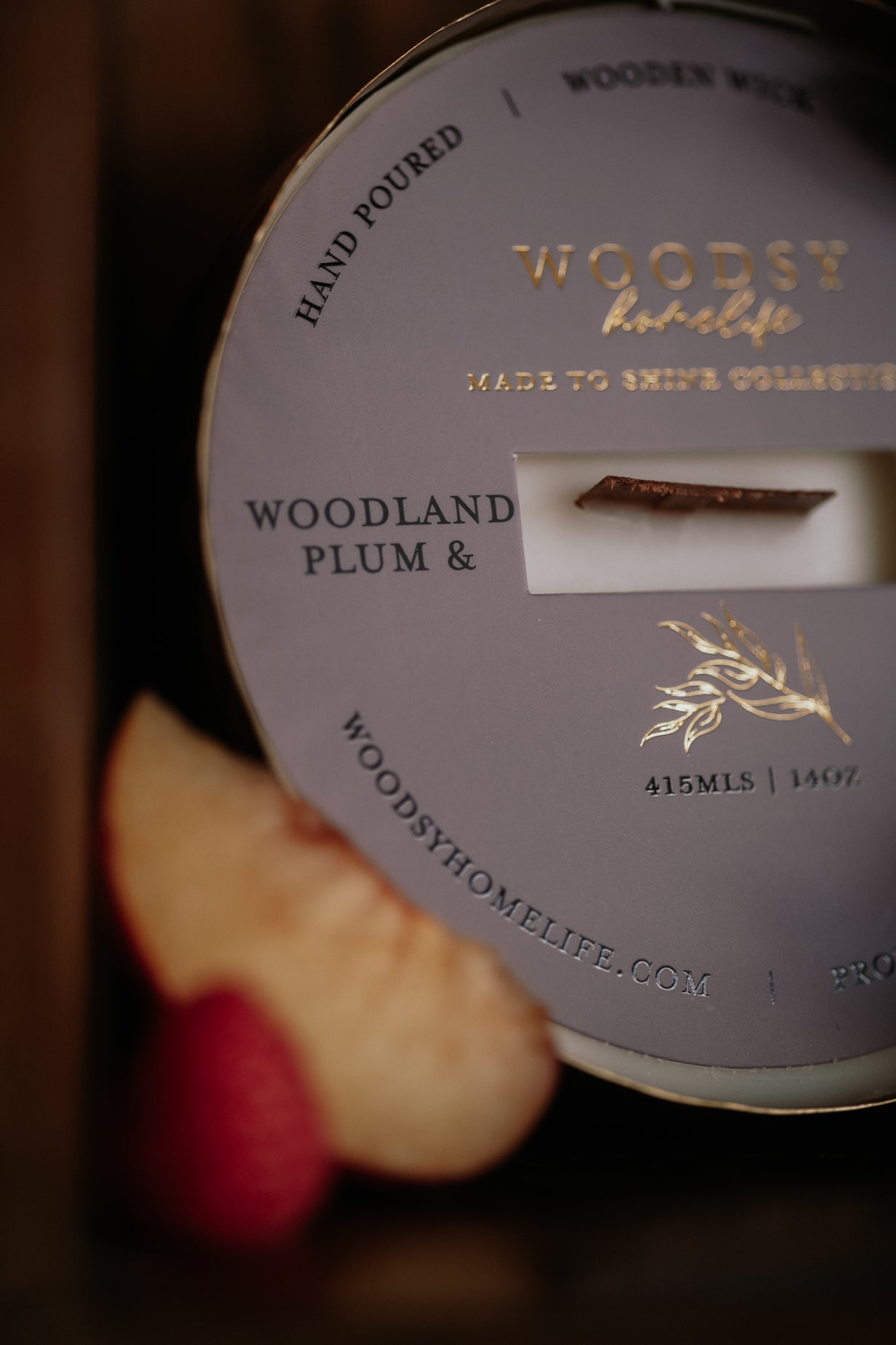 Woodland Plum & Amber  l  Solid Brass 14oz Soy Candle