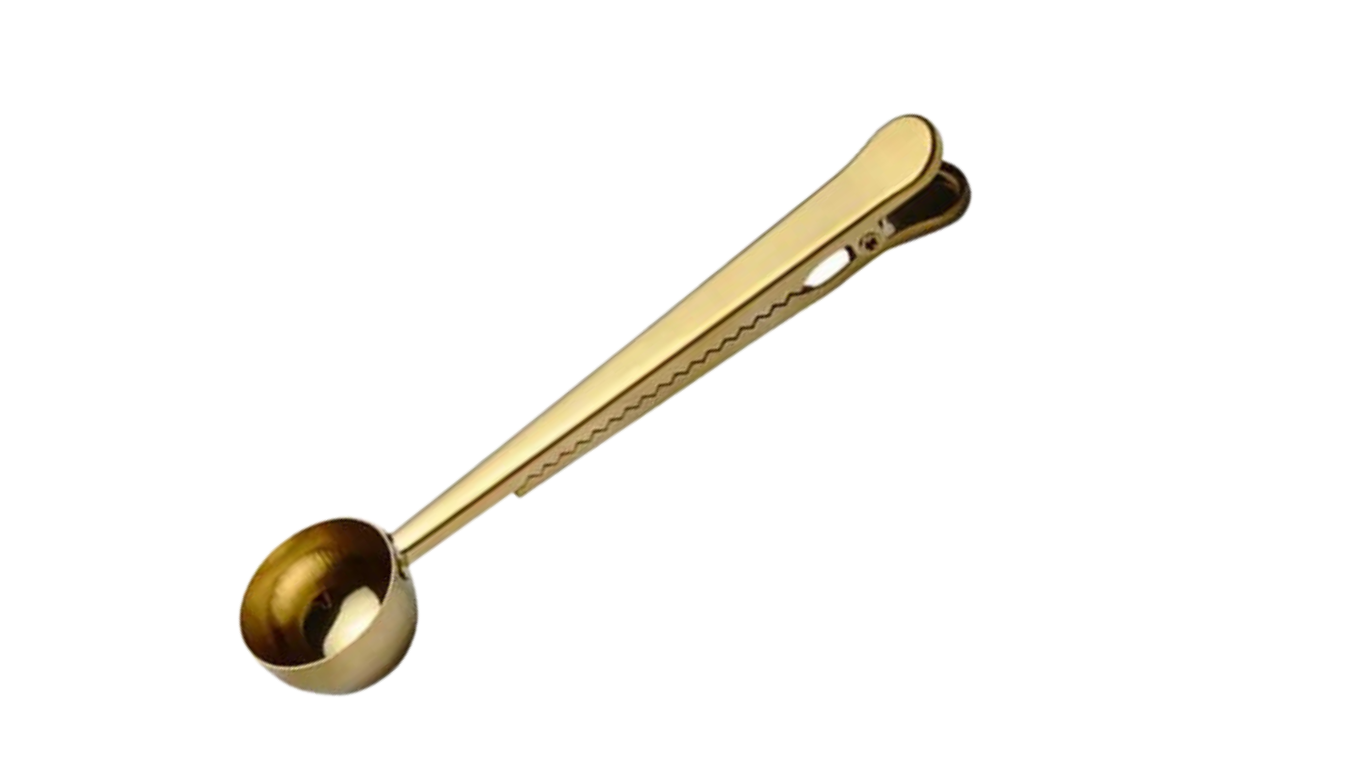 Gold Coffee Spoon with Bag Clip