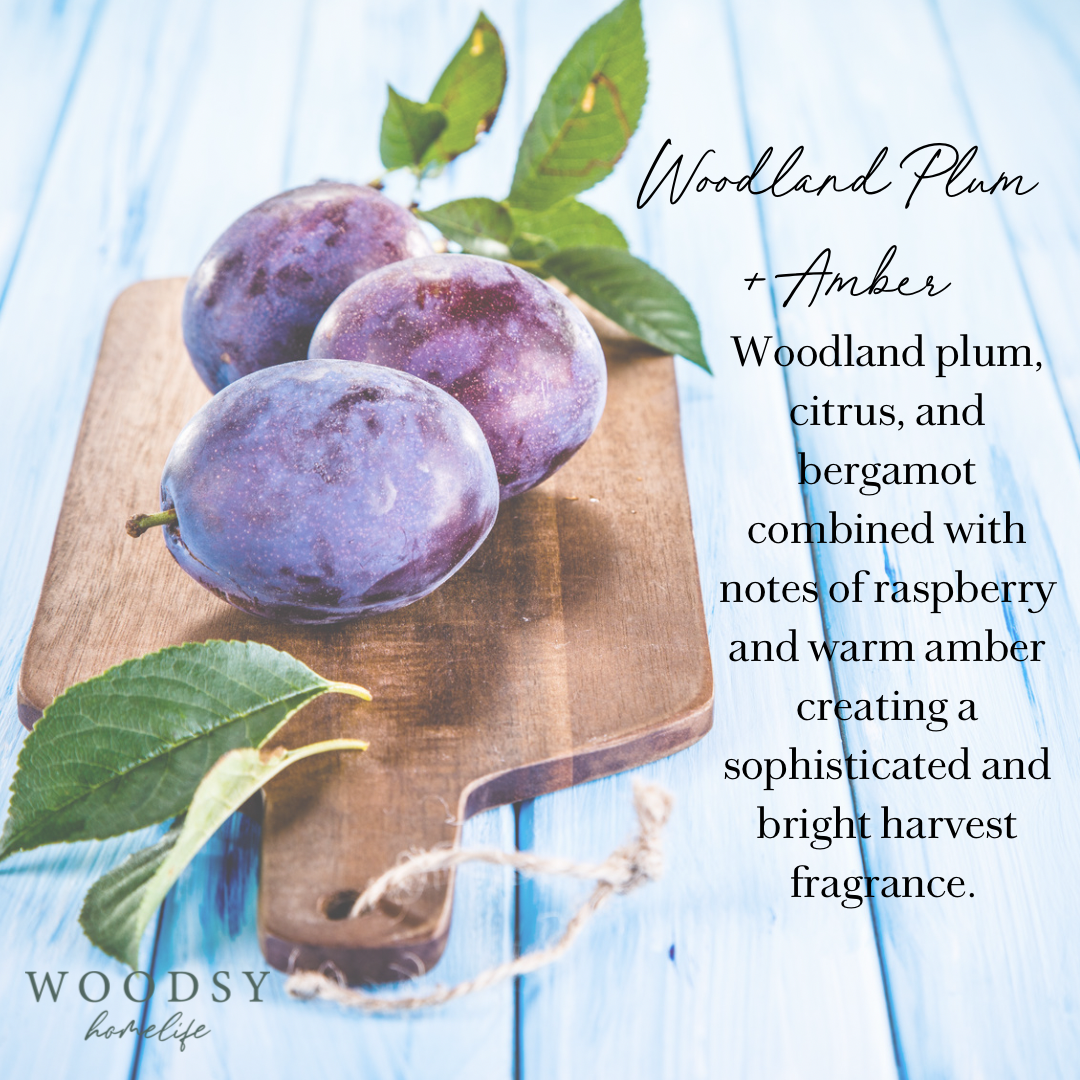 Woodland Plum & Amber - 12oz | Wooden Wick Soy Candle with Wood Lid