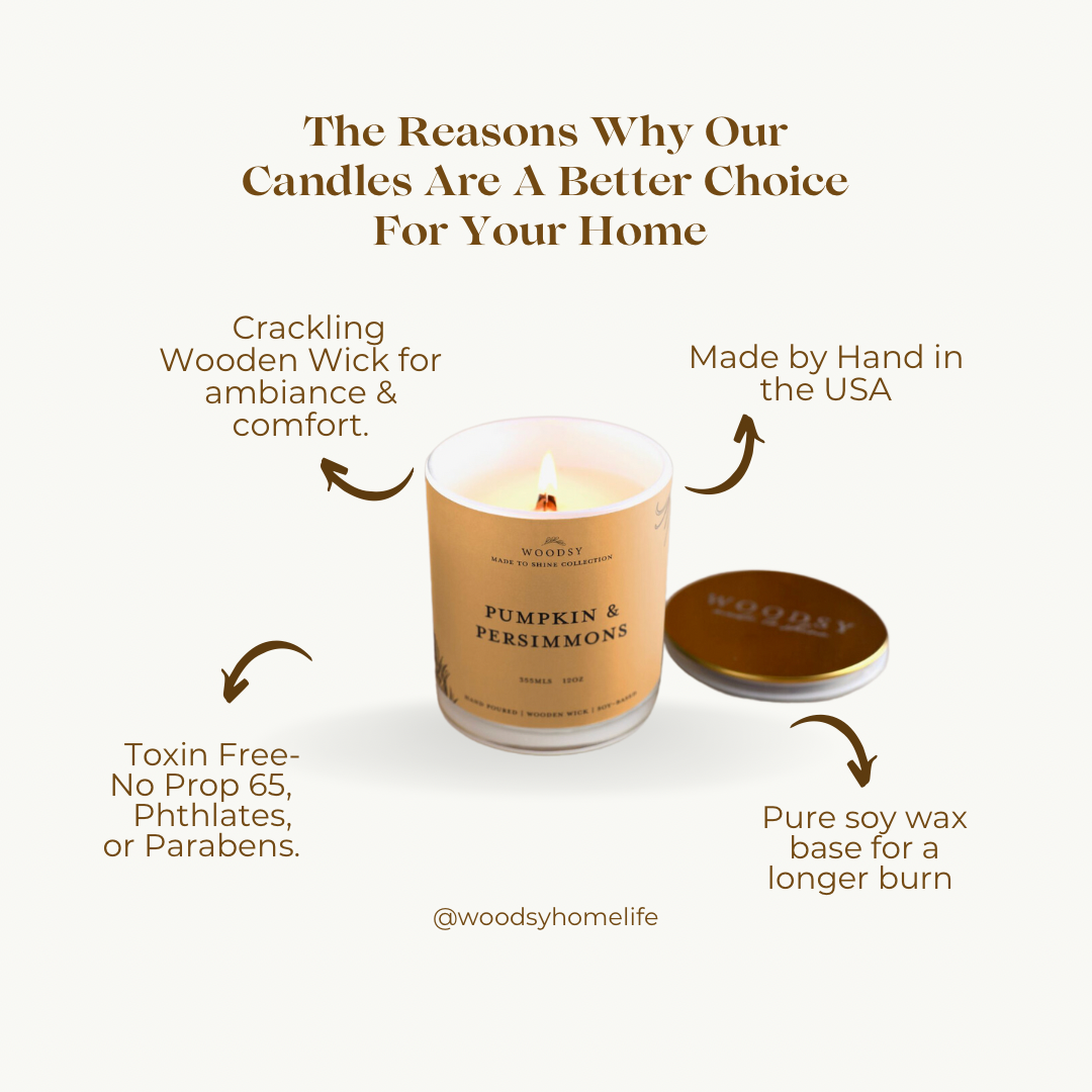 Pumpkin & Persimmons |12 oz, Gold Lid Soy Candle, Wooden Wick